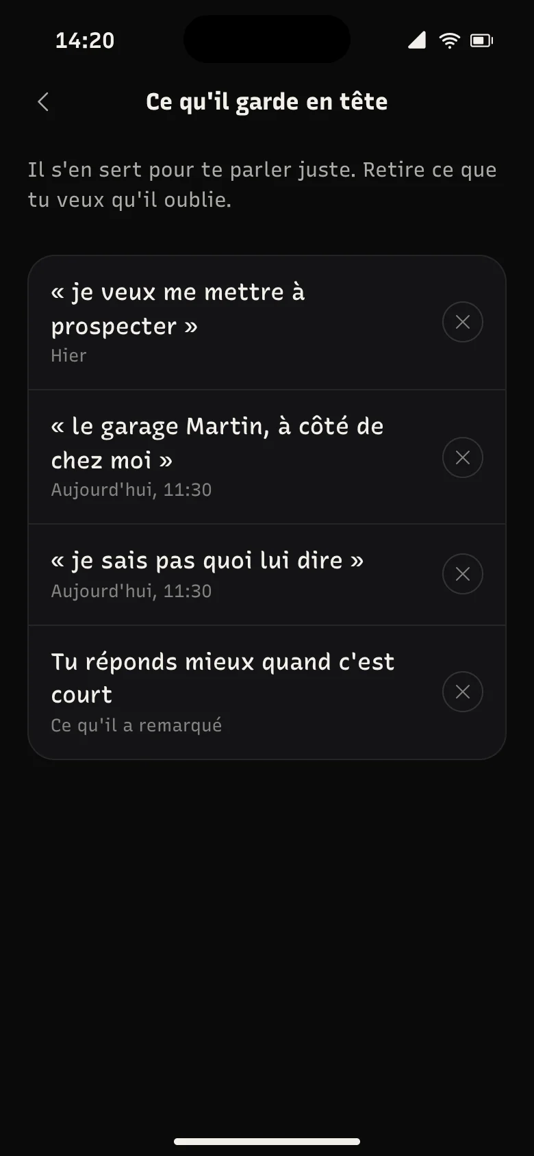 Ce qu'il garde en tête