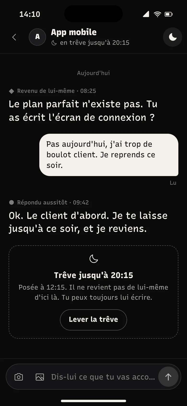 Trêve jusqu'à 20:15